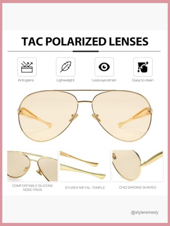 Gold Aviator Sunglasses Polarized Metal Temples 2 Pack main image 6